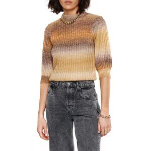 Heartloom Amaya Ombre Stripe‎ Knit Sweater With Puff Sleeves Size XS